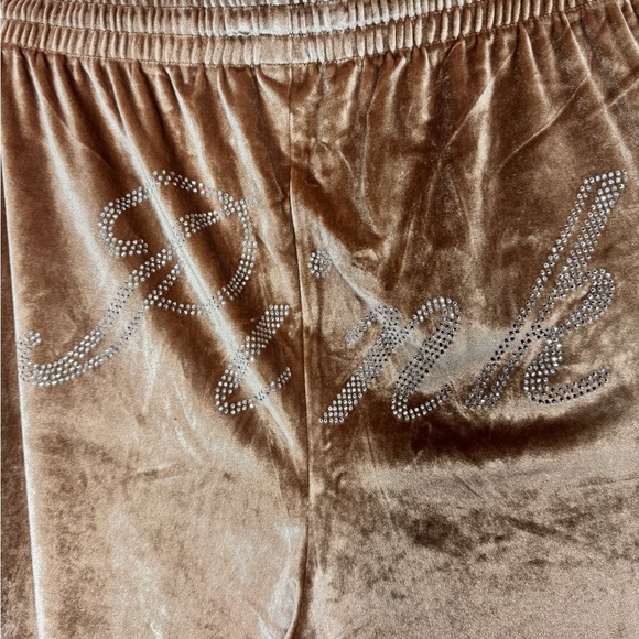 PINK by Victoria's Secret Velvet Wide-Leg Pants Tan - Picture 7 of 12